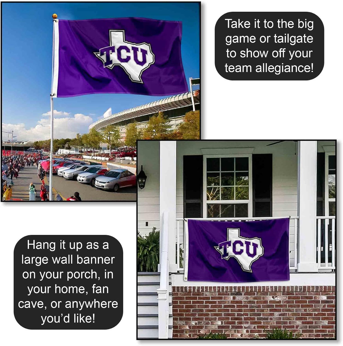 Texas Christian Horned Frogs State of Texas Flag