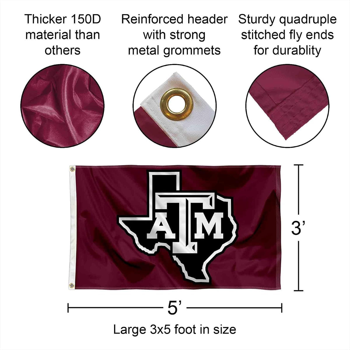 Texas A&M University Lone Star 3X5 Flag