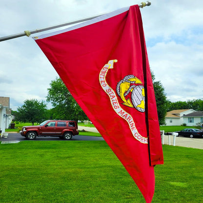 Embroidered Double Sided USMC Marine Corps Flag 3X5 Outdoor- 3Ply Heavy Duty 300D Nylon 4 Rows Sewn- All Weather United States Official Marines Corps Flags Banner with 2 Brass Grommets