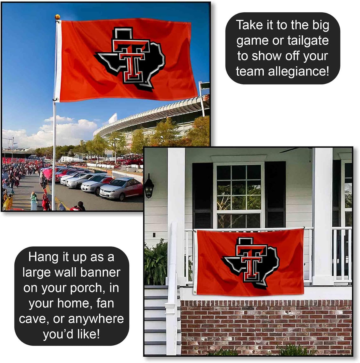 Texas Tech Red Raiders State of Texas Flag