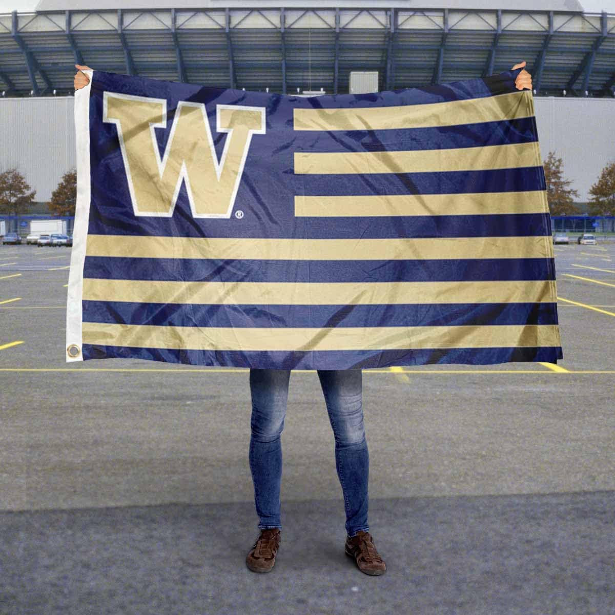 Washington UW Huskies Stars and Stripes Nation Flag